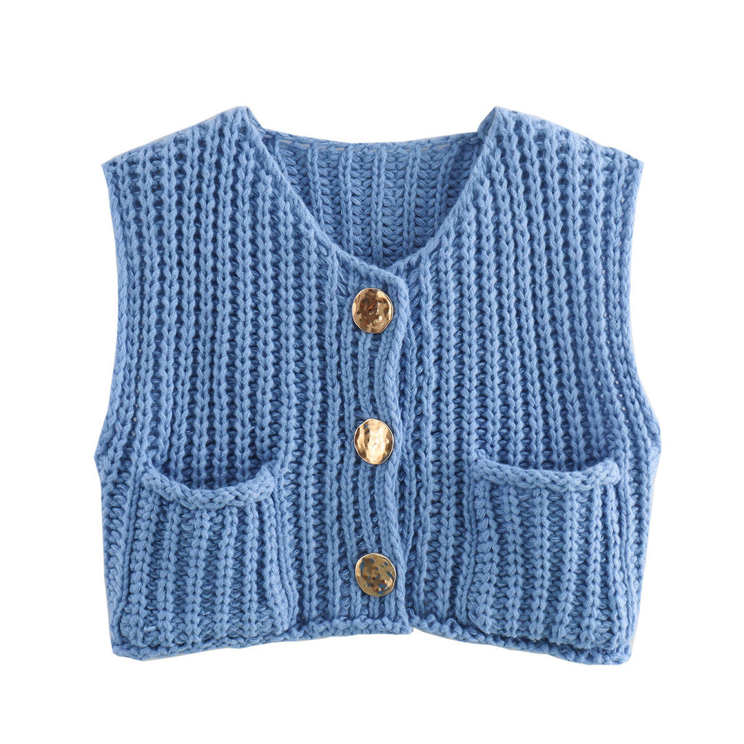 Patch Pocket Vest Sleeveless Knit Lightweight N5Z245
