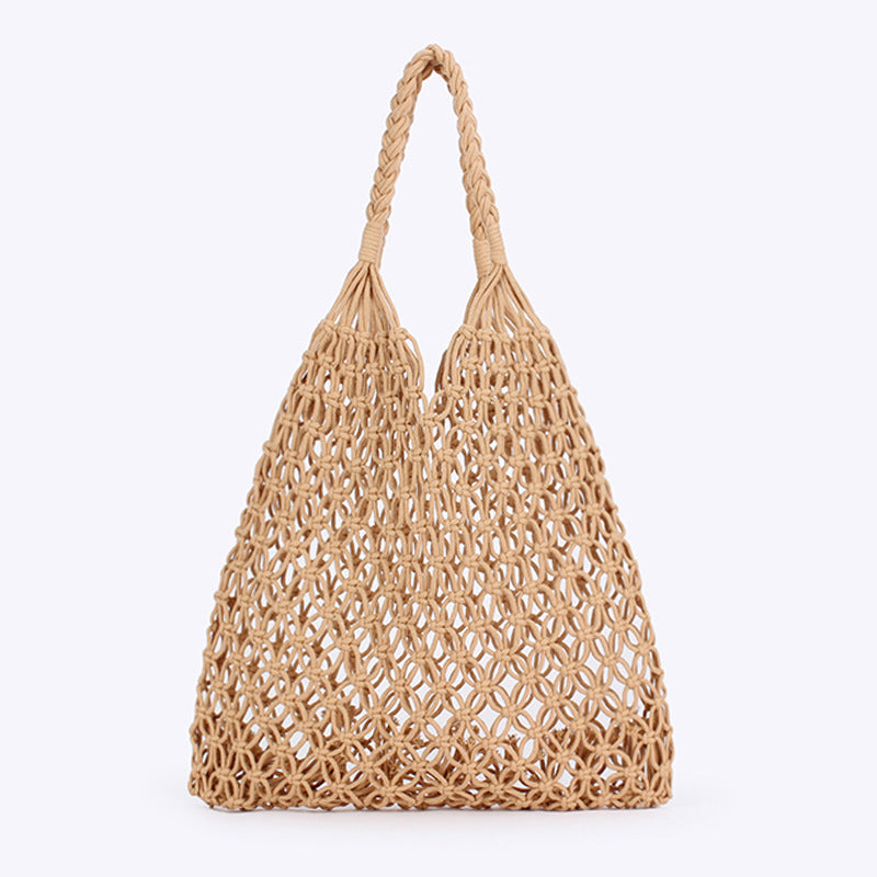 Crochet Shoulder Bag Cotton Rope Beach Tote N6F121