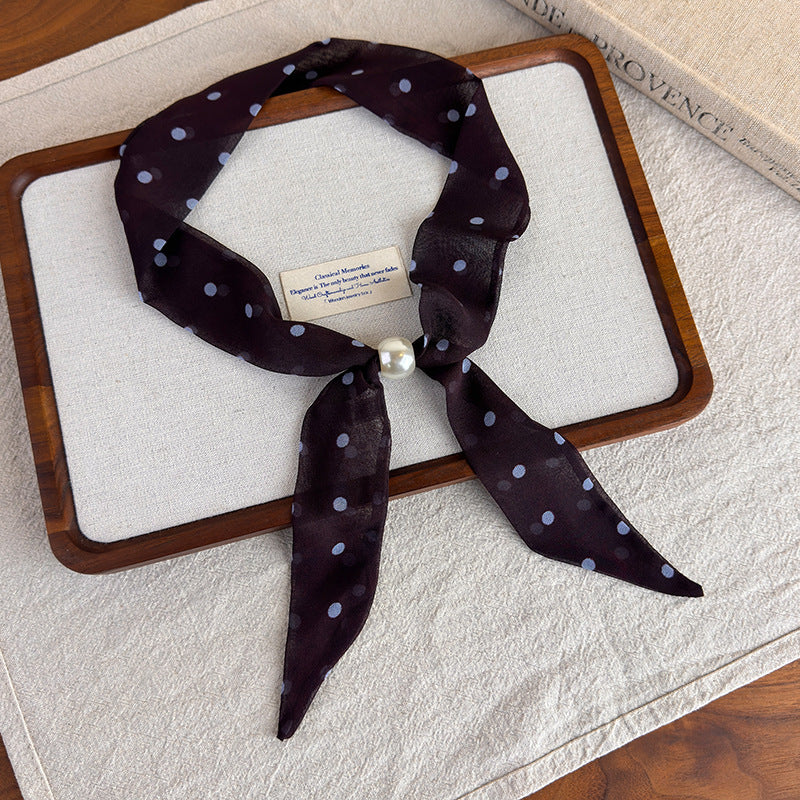 Womens Korean Polka Dot Beaded Scarf Necklace N6K277