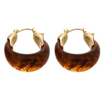Load image into Gallery viewer, Resin Hoop Earrings Vintage U Shape Geometric Drip N6F078