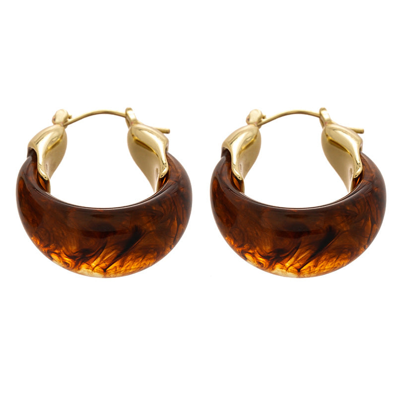 Resin Hoop Earrings Vintage U Shape Geometric Drip N6F078