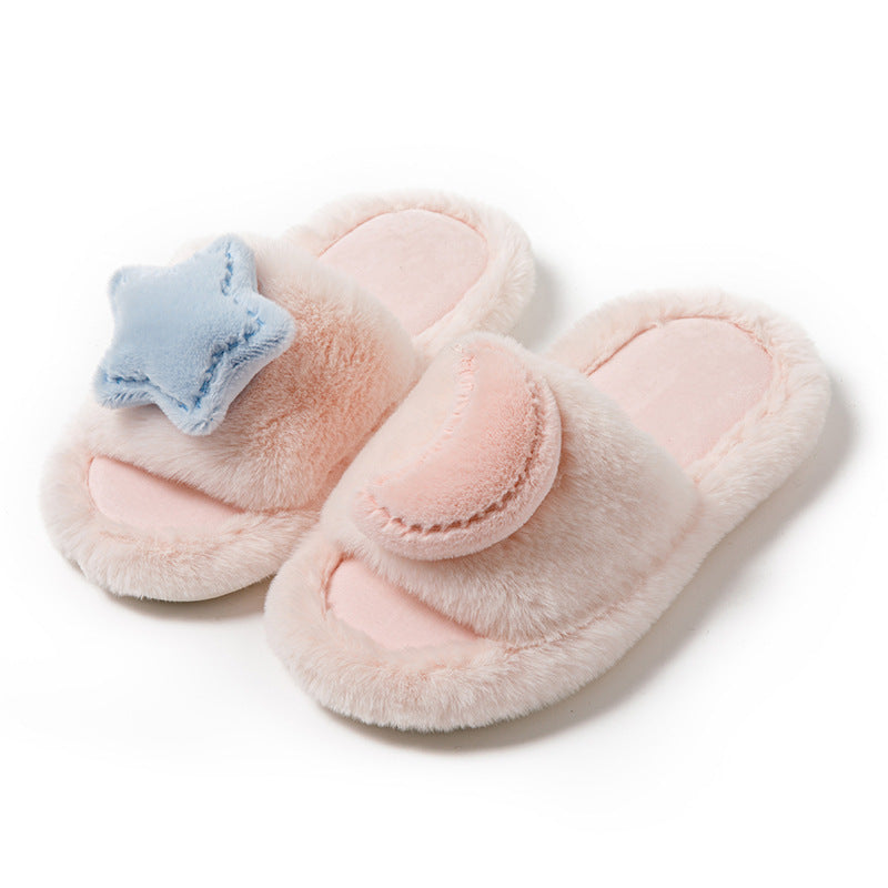 Star Moon Color Block Open Toe Slippers Women M5A283