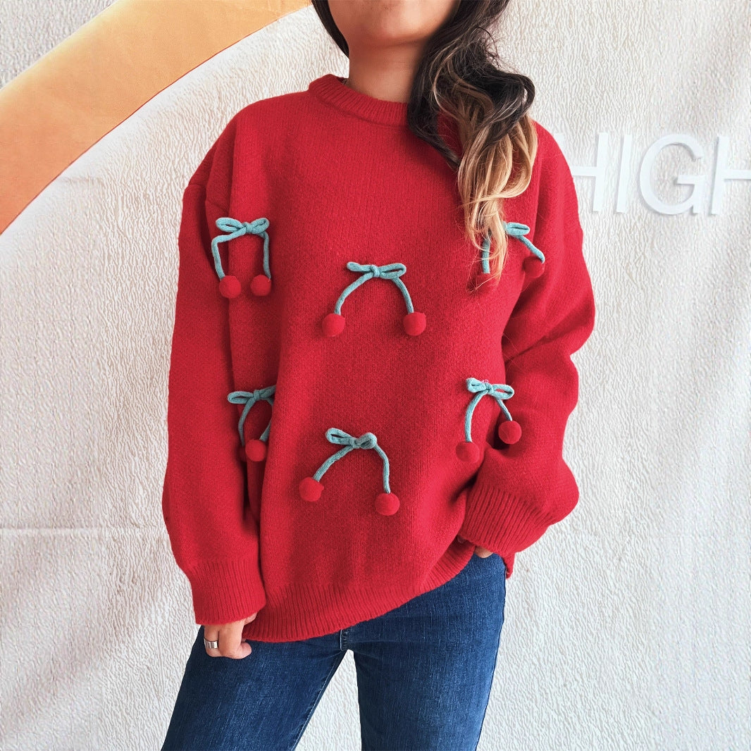 3D Cherry Patch Round Sweater Mid Heavy Options N5A235