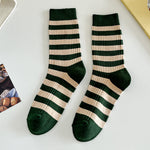 Load image into Gallery viewer, Color Block Striped Crew Socks Women One Size  N6H001