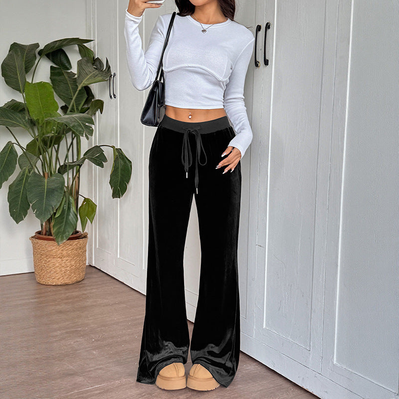 Velvet Flared Pant Fluid Lightweight Black N5Z494