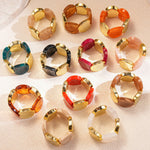 Load image into Gallery viewer, Acrylic Round Segment Elastic Bangle Statement Women N6H081