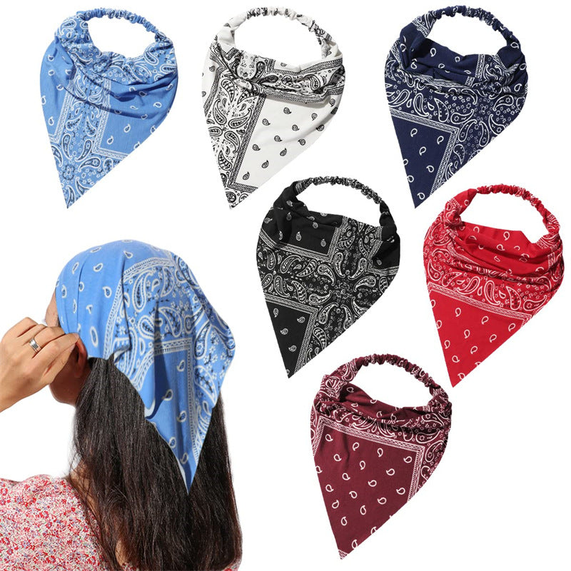 Vintage Amoeba Print Stretch Triangle Hair Scarf  N6H132