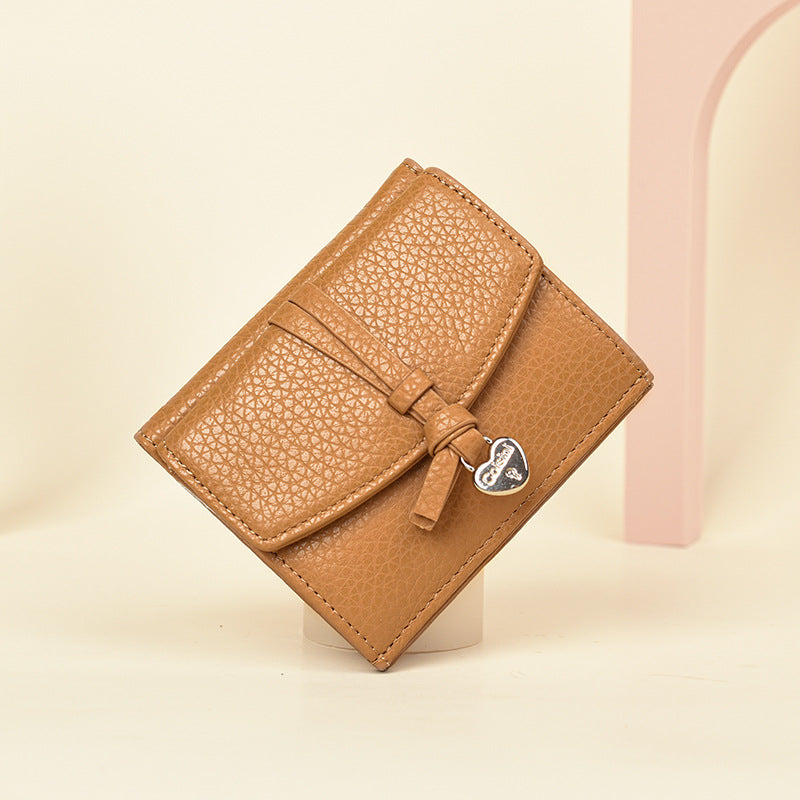 Pebble Grain Genuine Leather Short Bi-fold Wallet  N6D024