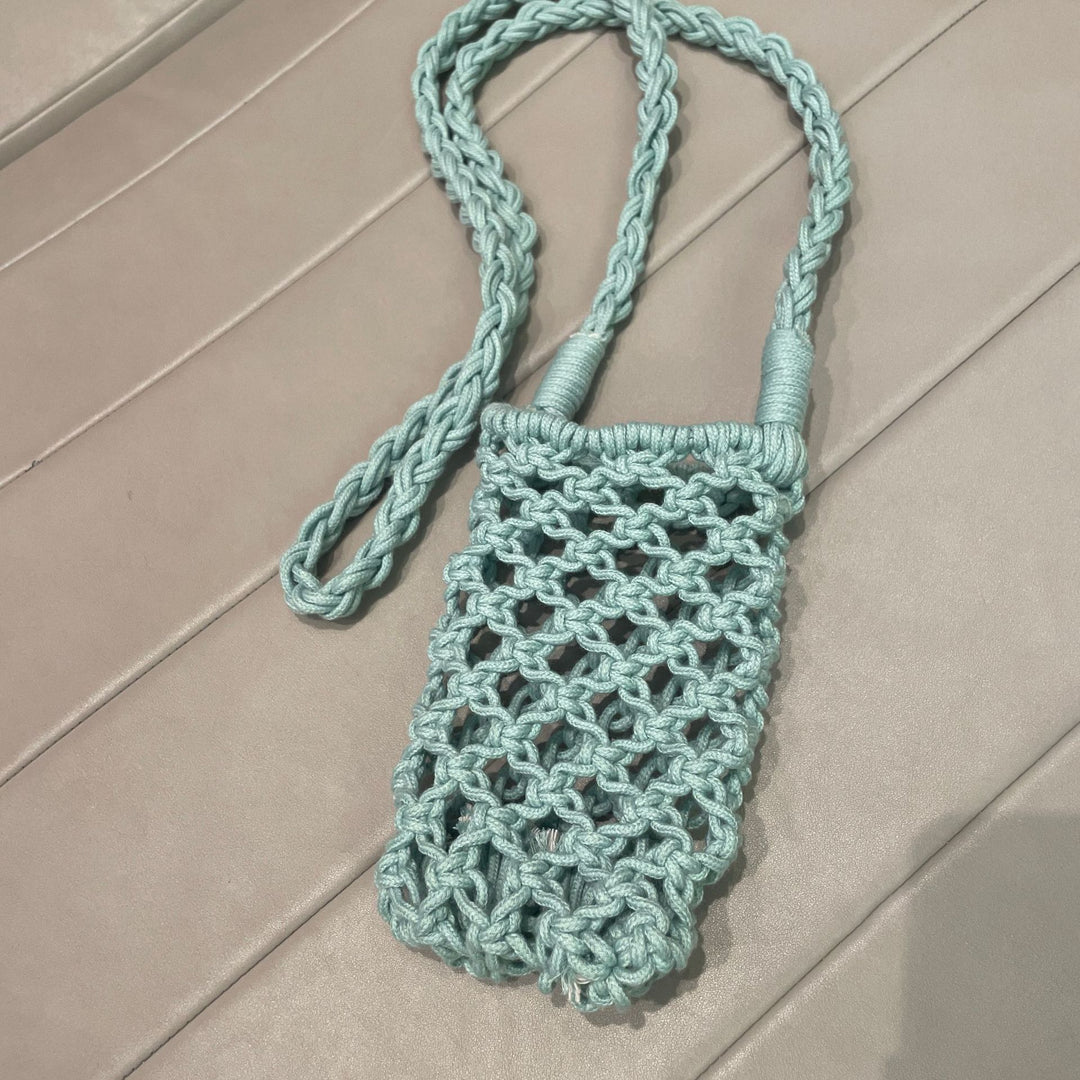 Woven Crossbody Phone Bag Cotton Rope Shoulder Purse N6G087