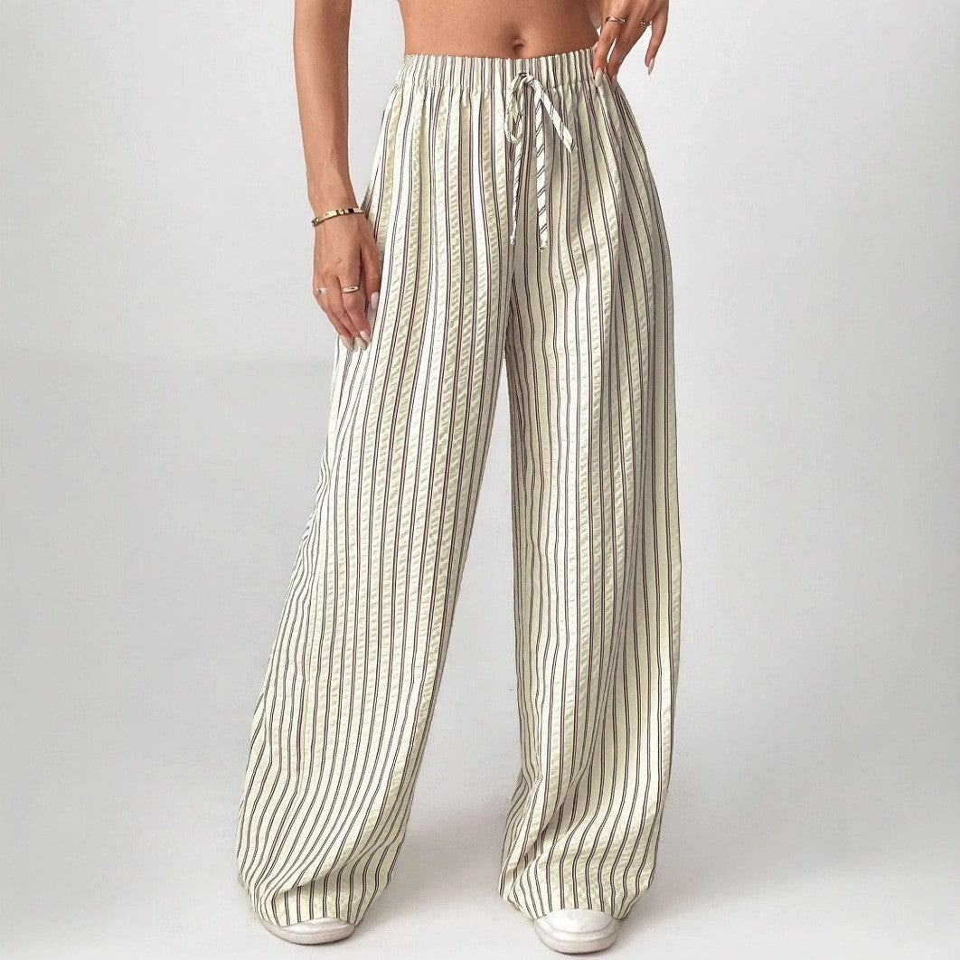 Striped Relaxed Fit Drawstring Pants Women N6D148