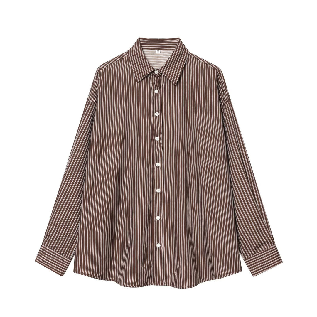 Striped Poplin Loose Shirt Women N6C099