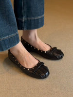 Load image into Gallery viewer, Ballet Flats with Bow and Studs Women N6C151