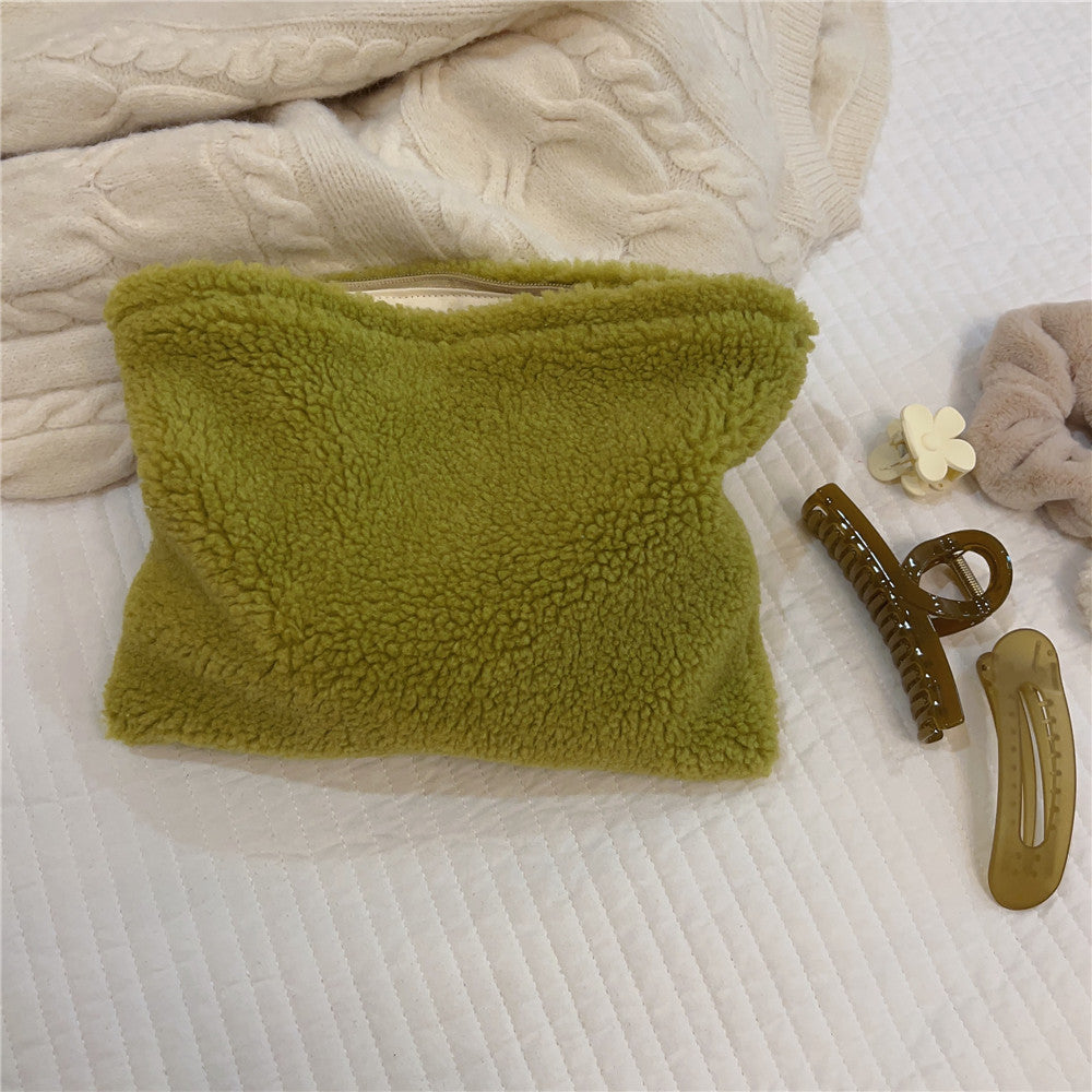 Solid Color Plush Cosmetic Organizer Canvas Lining S5P355