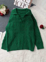 Load image into Gallery viewer, Cable Notch Sweater Mid Weight N5A244
