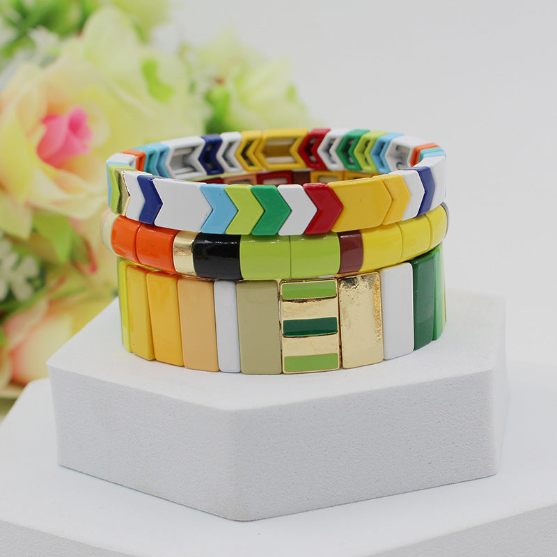 Enamel Bracelet Stove-Enameled Adjustable Elastic S5P035