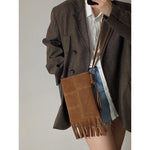 Load image into Gallery viewer, Bohemian Fringe Crossbody Bag PU Brown S5P280
