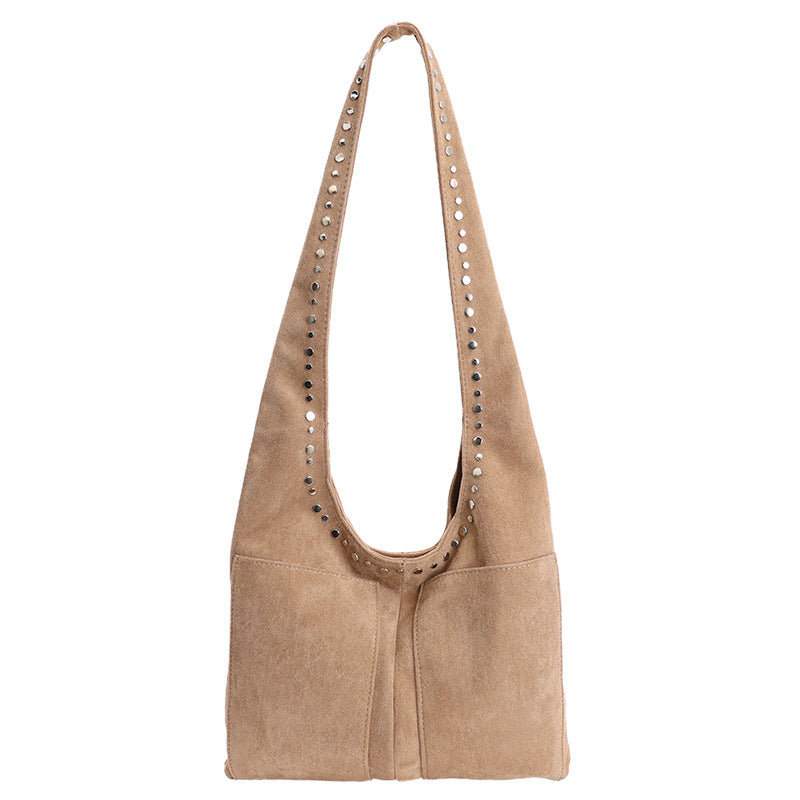 Women's Suede Rivet Dumpling Shoulder Bag N6J113