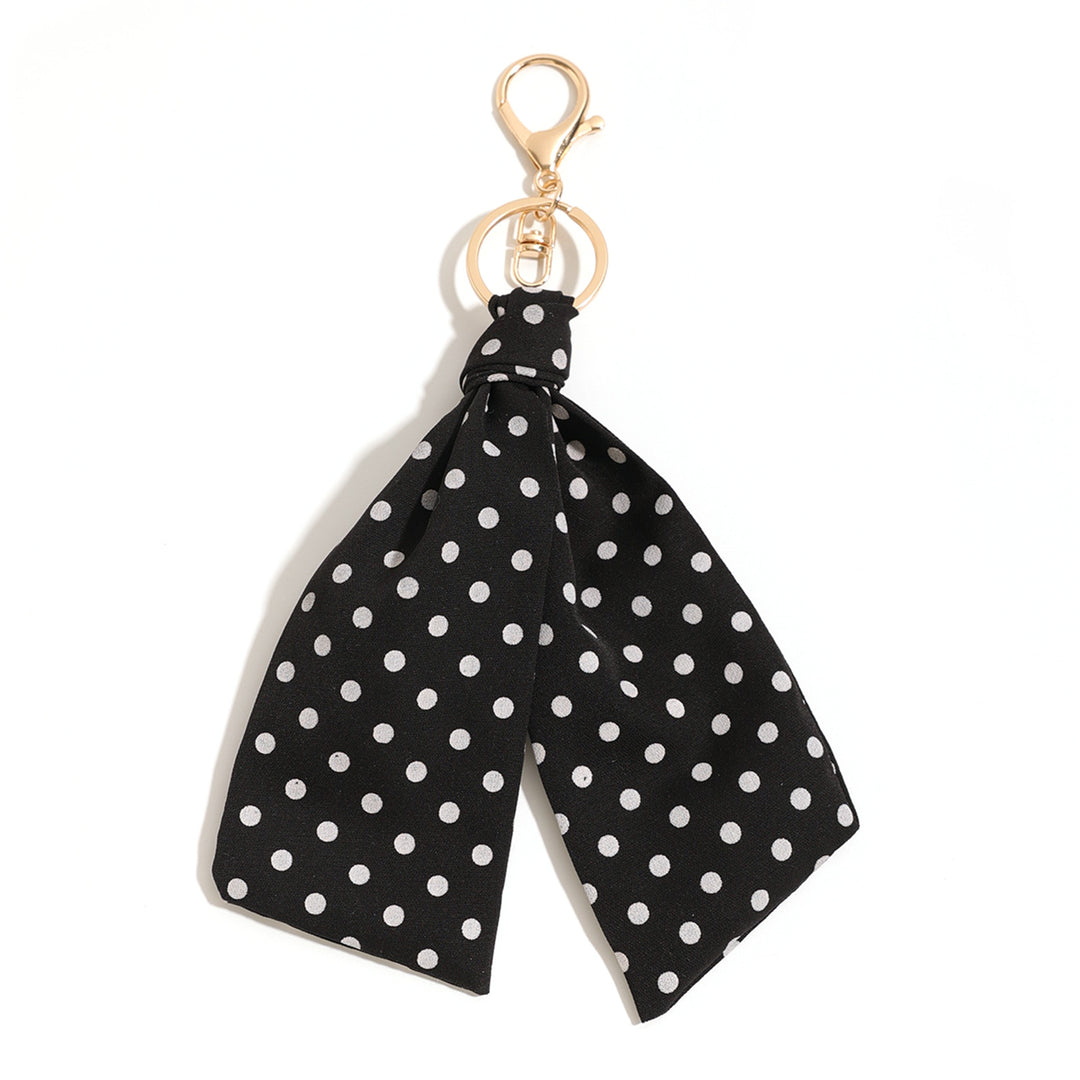 Polka Dot Fabric Bag Charm Keychain Accessory N6G114