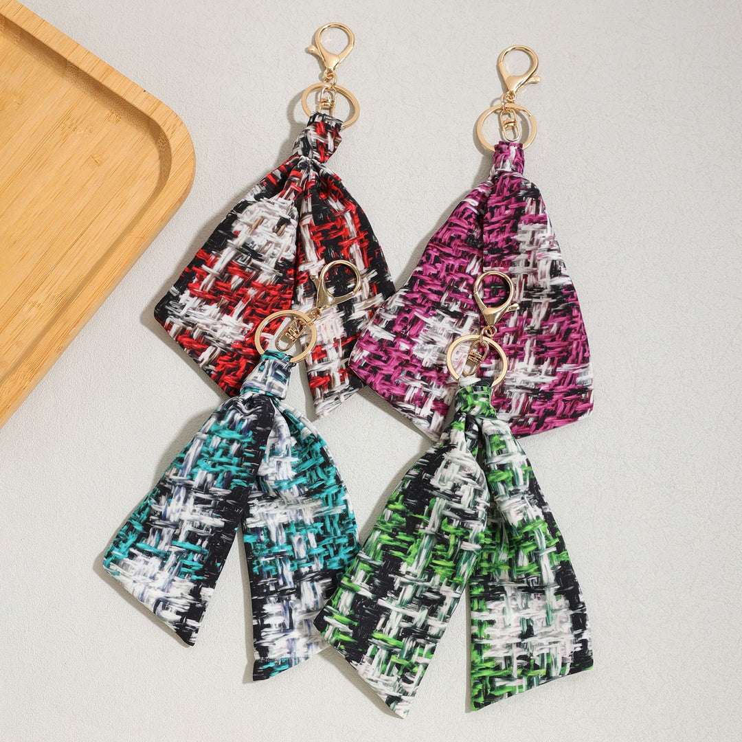 Vintage 3D Print Fabric Keychain Bag Charm Accessory N6G115