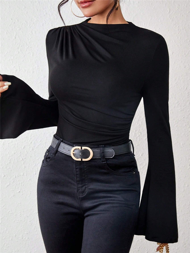 Puff Sleeve Ruffle Detail T-shirt Women N6C322