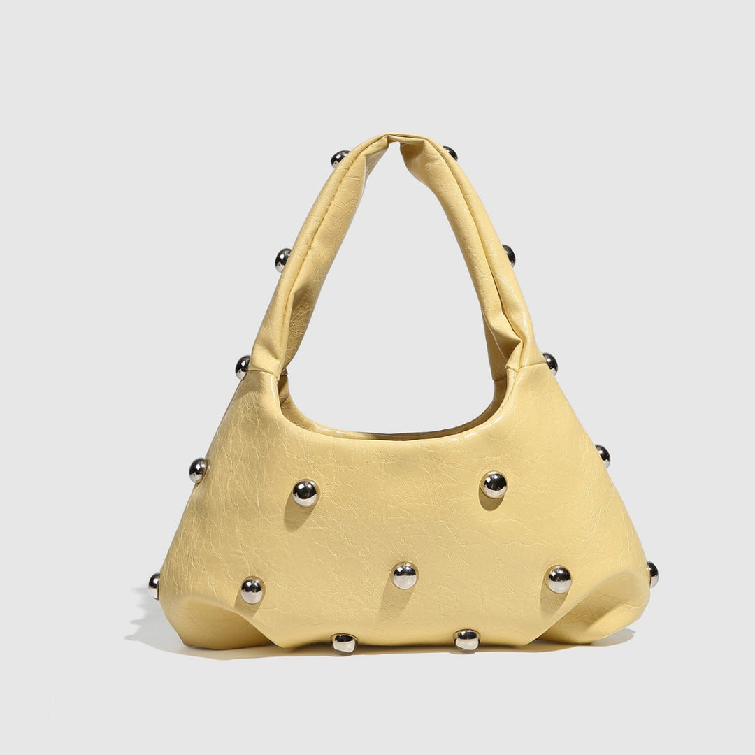 Metallic Finish Structured Pouch with Rivet Accents S5P466