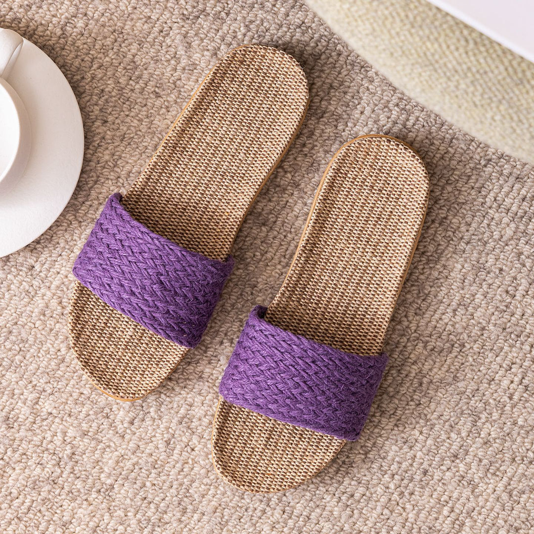 Woven Linen House Slippers Women N6C227