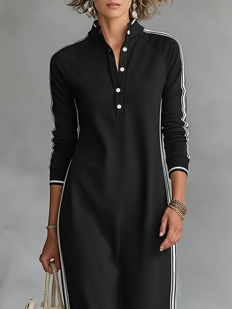 Button-Down Collar Full Skirt Sweatshirt Dress  N6C204