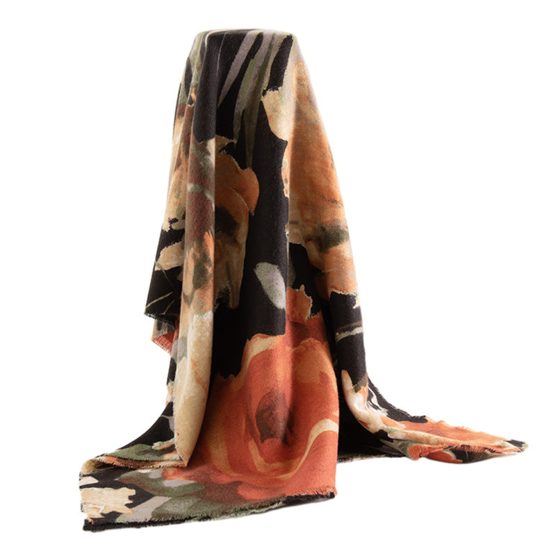 Printed Faux Cashmere Wrap  M5A185