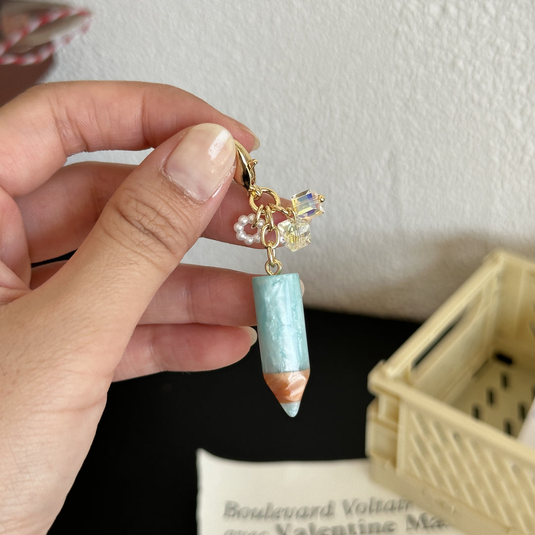 Dopamine Glitter Liquid Pencil Charm Keychain N6D044
