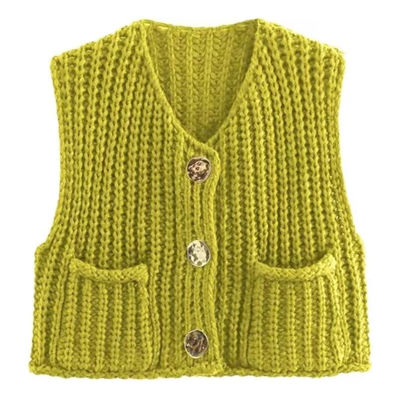 Patch Pocket Vest Sleeveless Knit Lightweight N5Z245