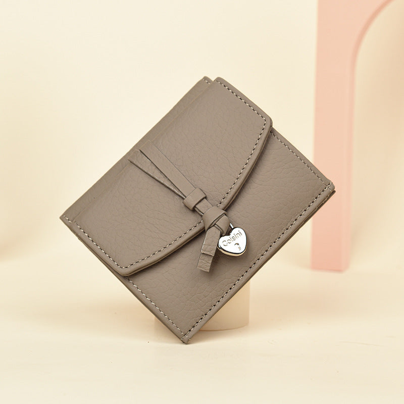 Pebble Grain Genuine Leather Short Bi-fold Wallet  N6D024