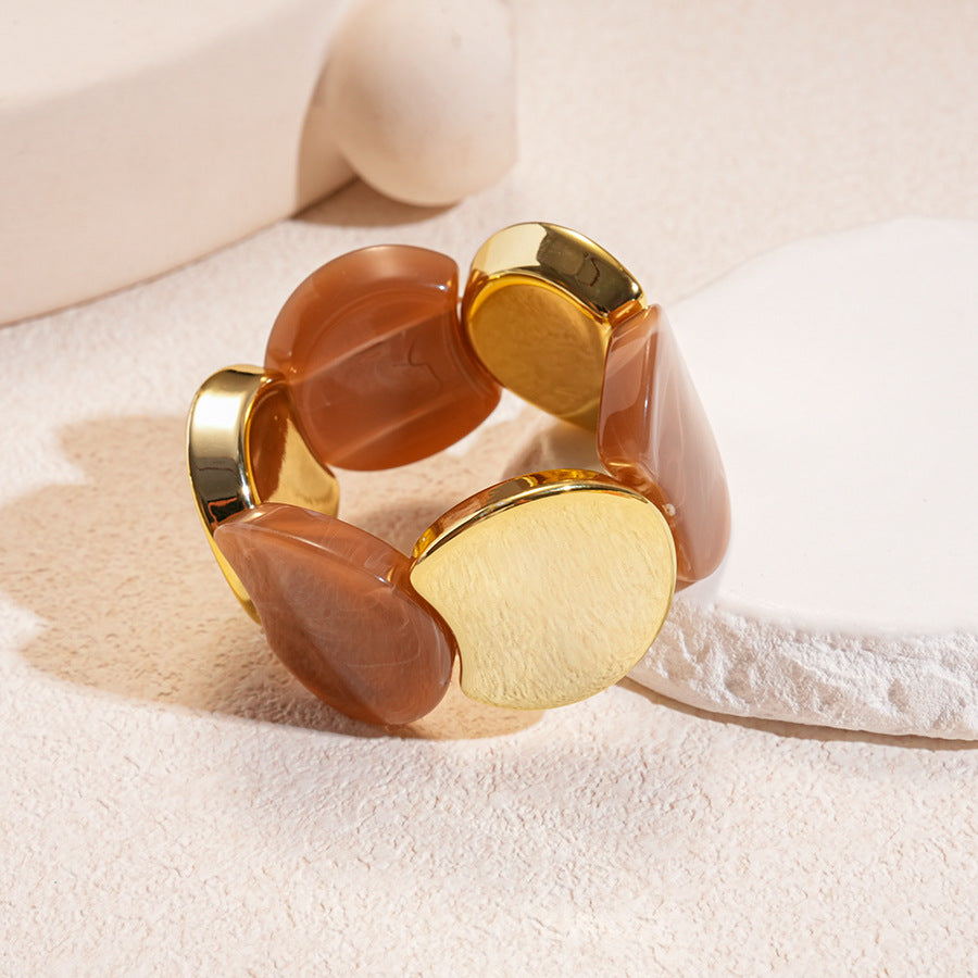 Acrylic Round Segment Elastic Bangle Statement Women N6H081