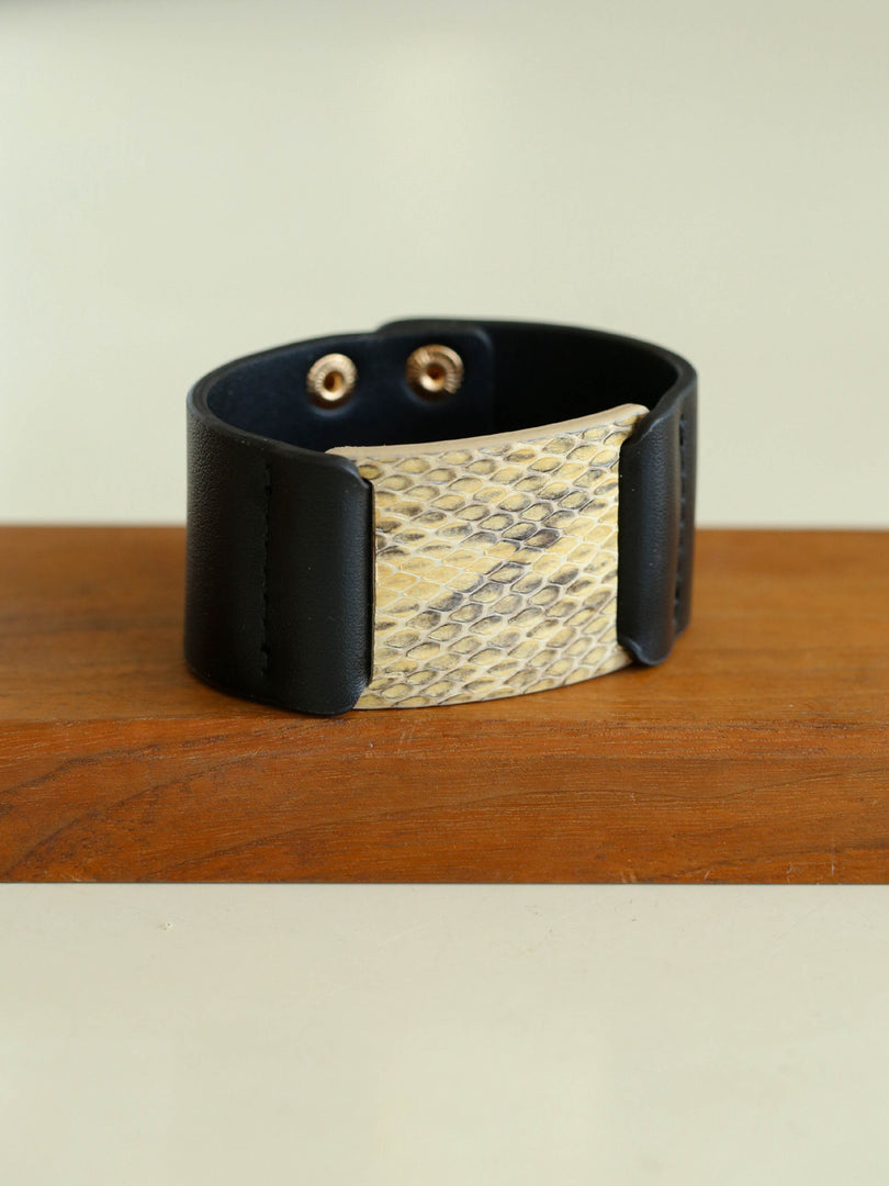 Snakeskin Color Block Wide Cuff Bracelet Women N6C003