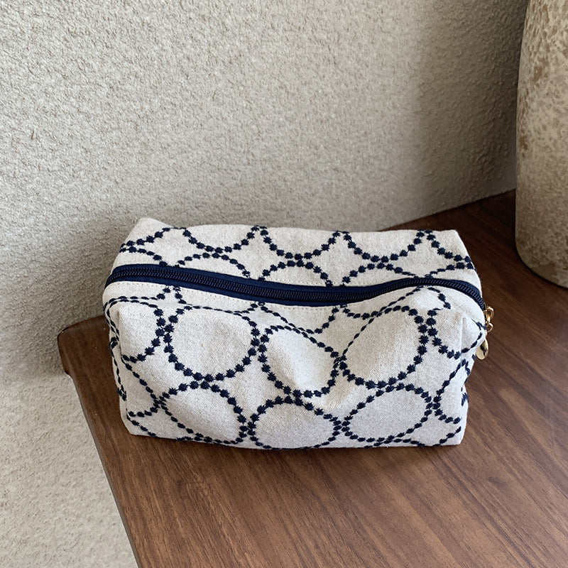 Vintage Embroidered Cotton Cosmetic Pouch N6J265