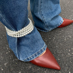 Load image into Gallery viewer, Crystal Cross Pearl Fringe Anklet Denim Jewelry N6B021