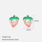 Load image into Gallery viewer, Strawberry Drip Earrings Steel Enamel Gold-Plated S5P091