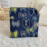Load image into Gallery viewer, Embroidered Cotton Square Pouch L-Zipper Organizer S5P286