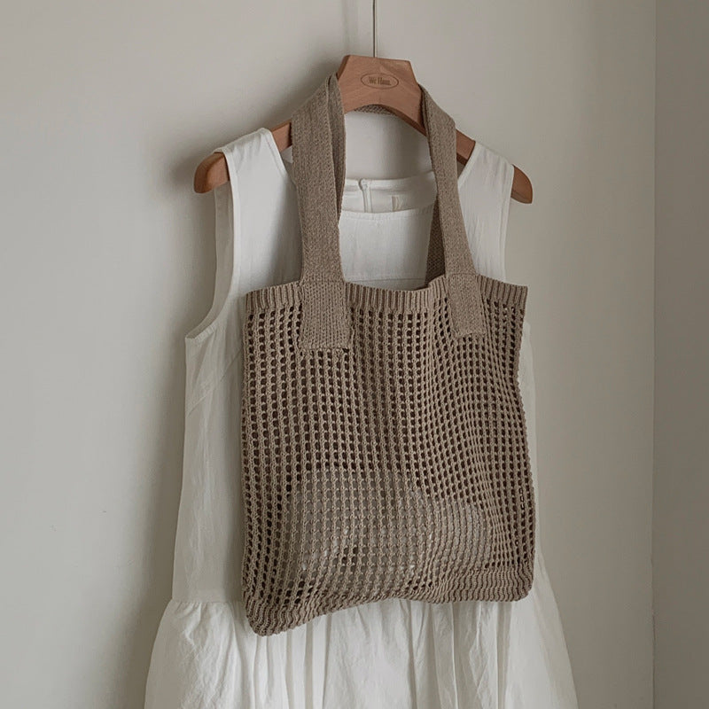 Mesh Crochet Tote Bag Vintage Women N6C060