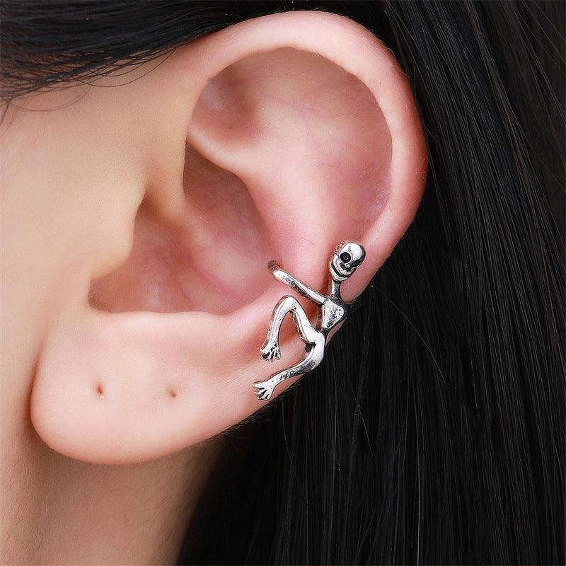 Halloween Punk Skull Clip On Earrings  S5P496