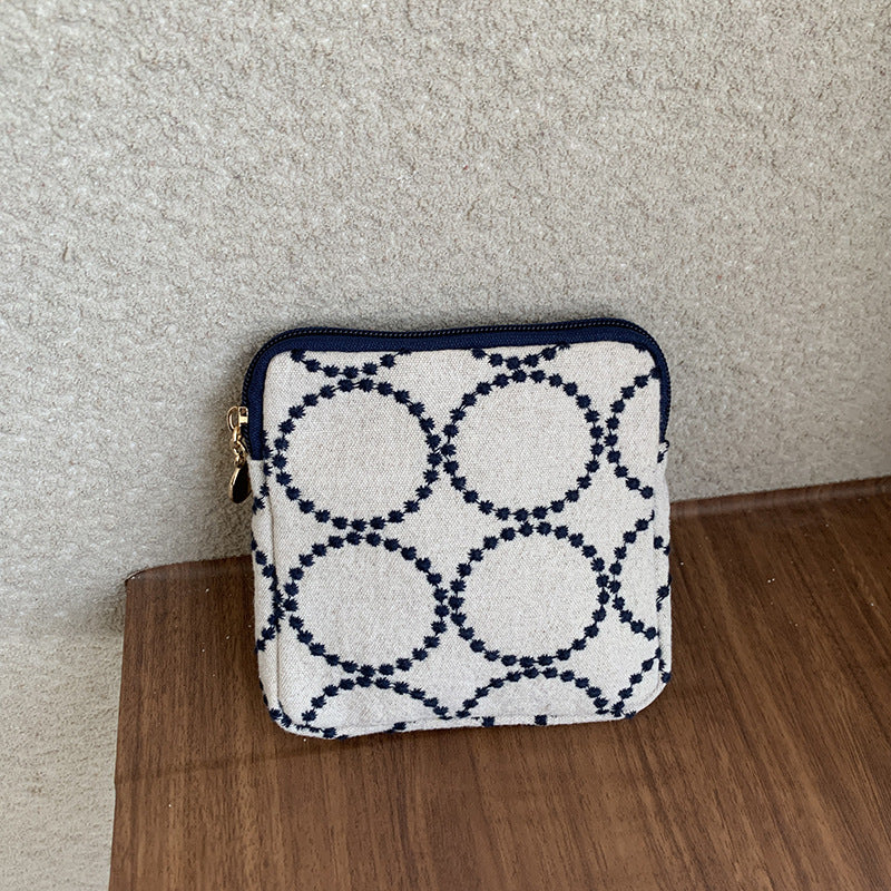 Vintage Embroidered Cotton Cosmetic Pouch N6J265