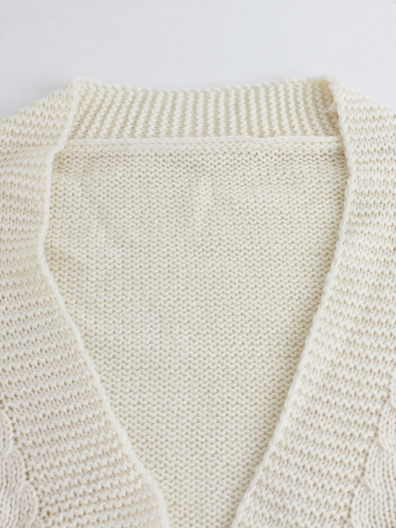 Cute Bear Print Short Cardigan Women V-Neck Knit N6H276