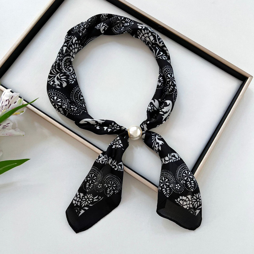 Women's Faux Silk Pearl Magnetic Neck Scarf N6J152