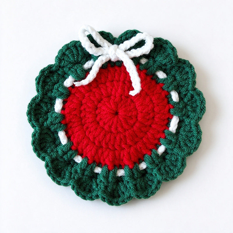 Christmas Hand Knitted Yarn Coaster and Trivet N6K288