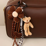 Load image into Gallery viewer, Cartoon Plush Bear Heart Flower Bag Charm Keychain S5P940
