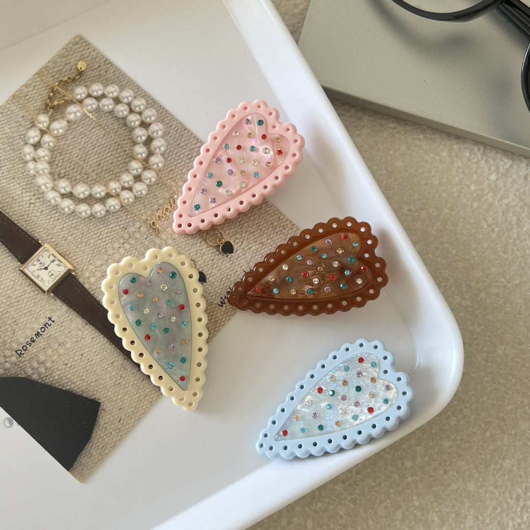 Heart Crystal Polka Dot Hair Clip N6F061