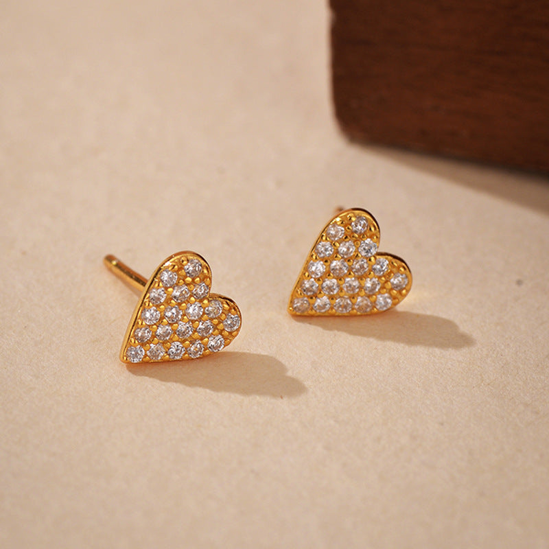 Heart Prong Set Earrings Sterling Silver Cartilage S5P110