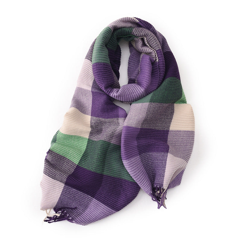 Pleated Check Faux Cashmere Wrap  M5A216