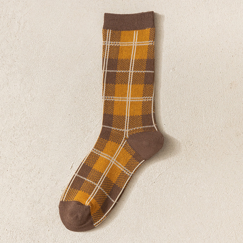 Double Needle Seamless Diamond Long Socks Women N6H030