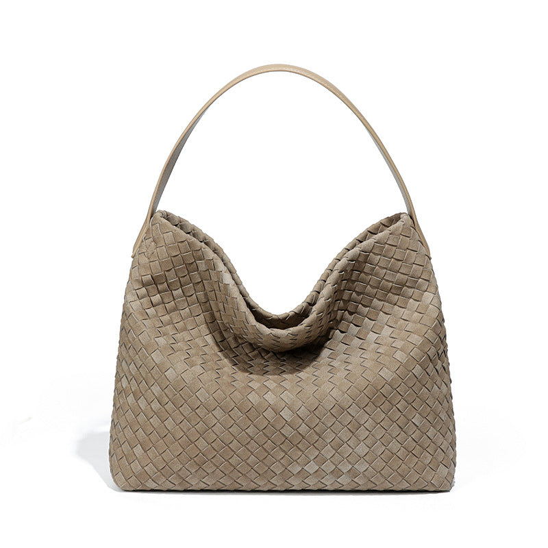 Handwoven Suede Tote Shoulder Bag N6J103
