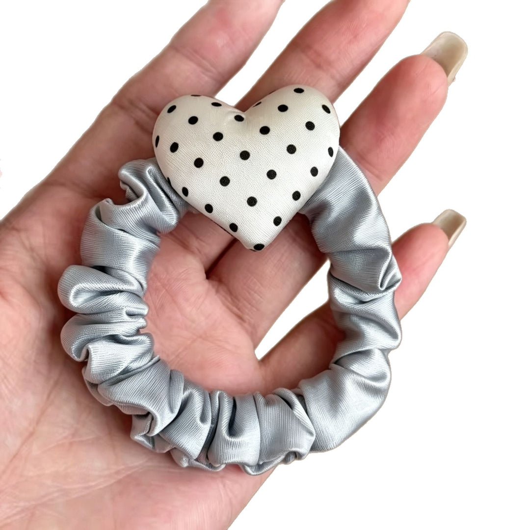 Polka Dot Heart Scrunchie Hair Tie High Elastic N6F067